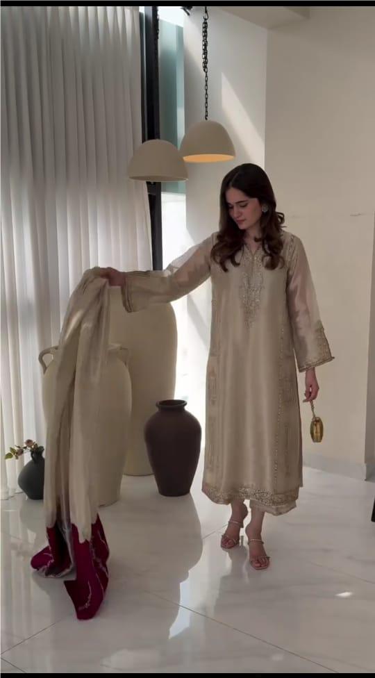 SILVER HEAVY EMBROIDERED 3PC SUIT