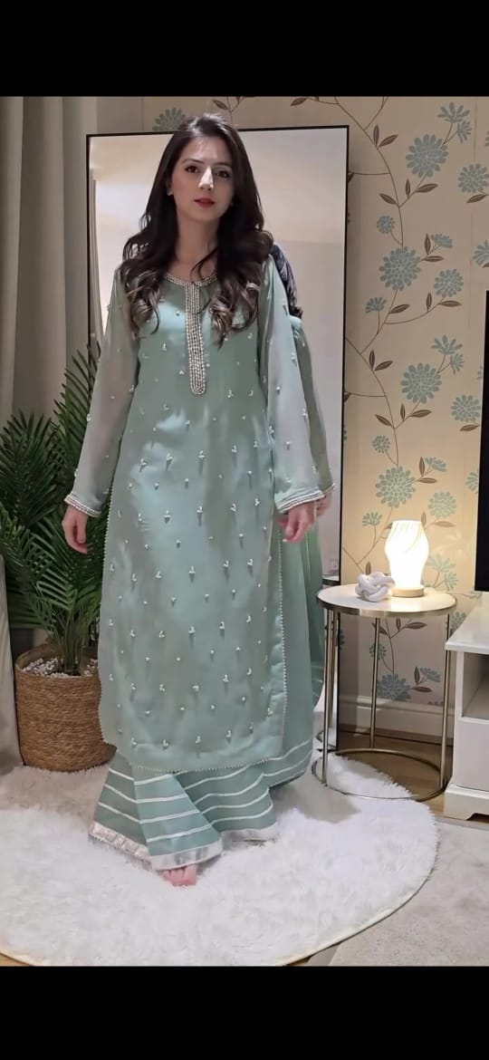 BEAUTIFUL BLUE COLOR EMBROIDERED 3PC SUIT