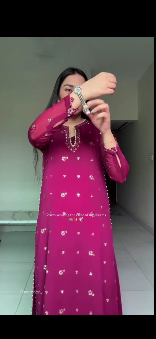 EMBROIDERED PINK COLOR 3PC SUIT