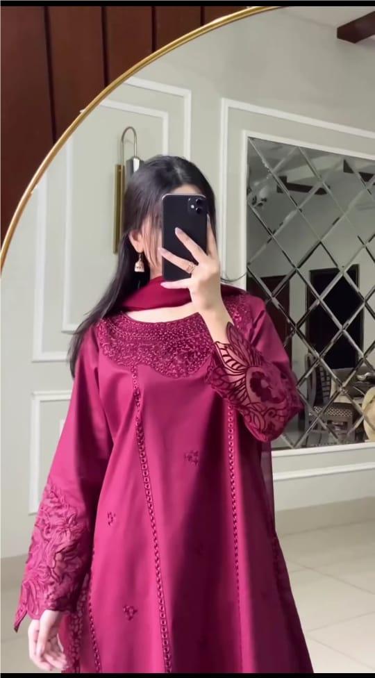 PINK COLOR EMBROIDERED 3PC SUIT