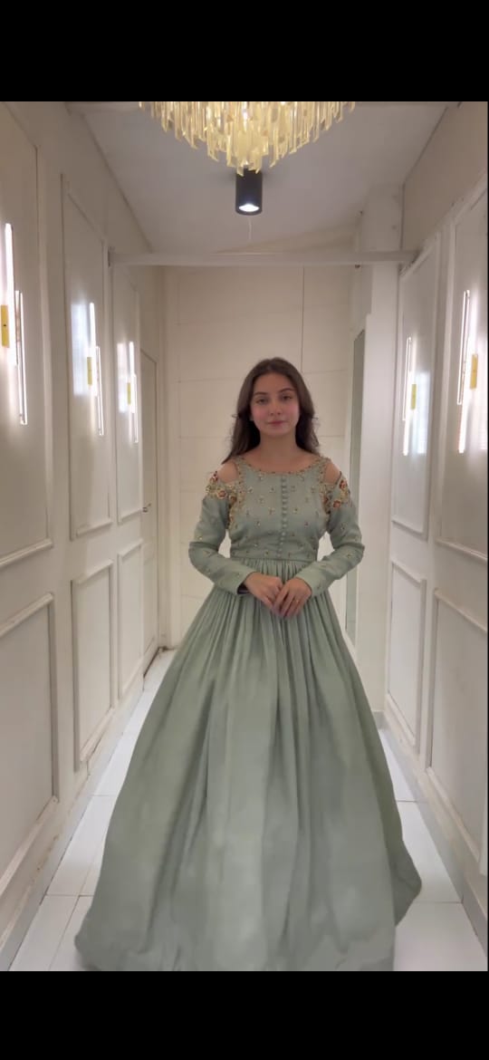 BLUE COLOR EMBROIDERED FROCK