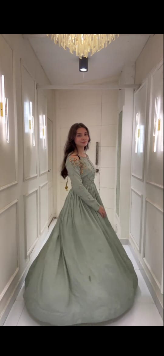 BLUE COLOR EMBROIDERED FROCK