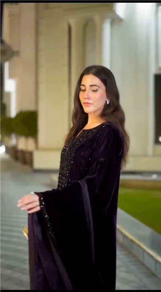 DARK PURPLE EMBROIDERED 3PC SUIT