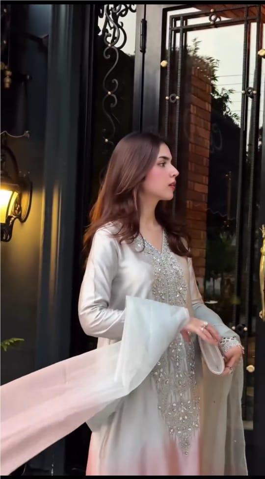 DOUBLE SHADES EMBROIDERED HANDWORK 3PC SUIT