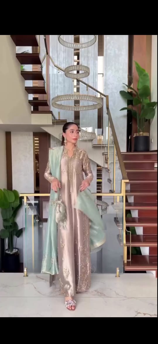 BRONZE COLOR EMBROIDERED 3PC SUIT