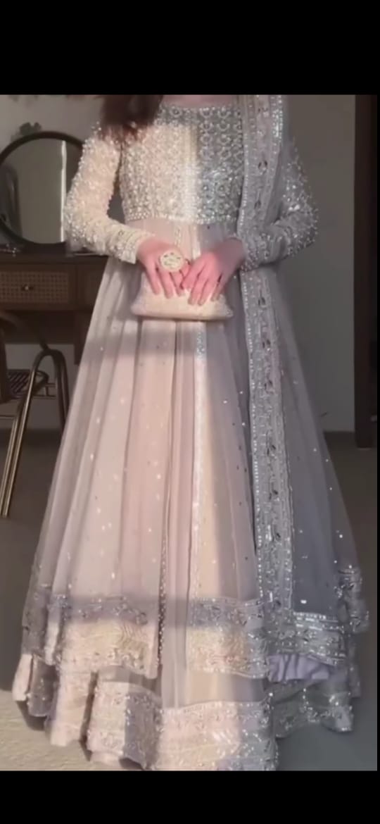 BABY PINK COLOR EMBROIDERED FROCK WITH DUPATTA AND TROUSER