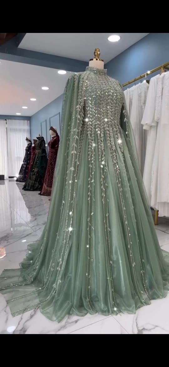 HEAVY EMBROIDERED HANDWORK BLUE COLOR 3PC SUIT