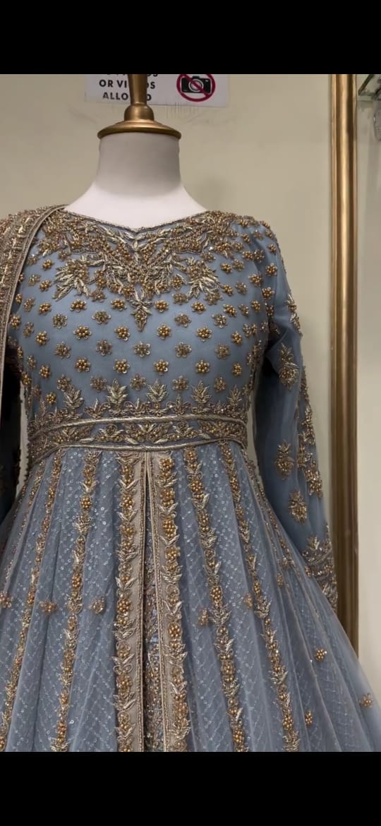 LIGHT BLUE HEAVY EMBROIDERED SUIT