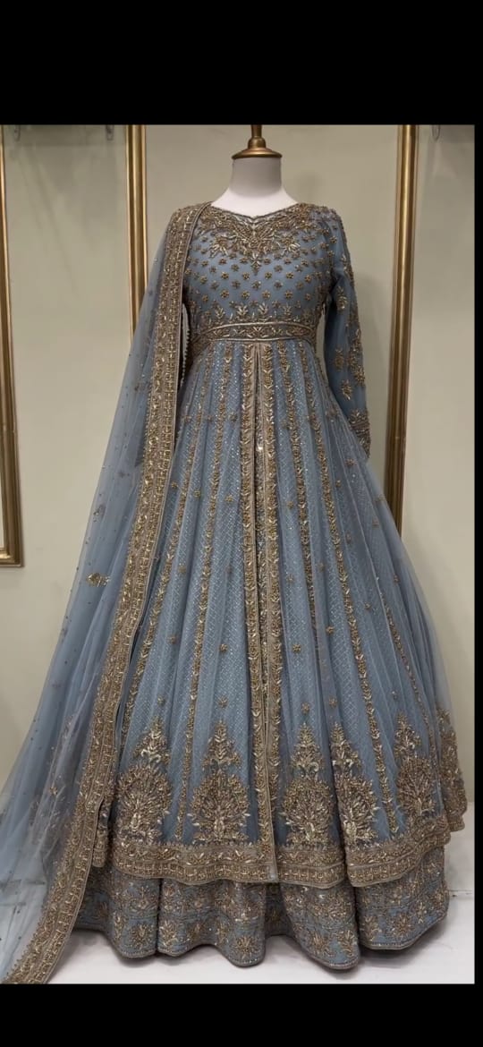 LIGHT BLUE HEAVY EMBROIDERED SUIT
