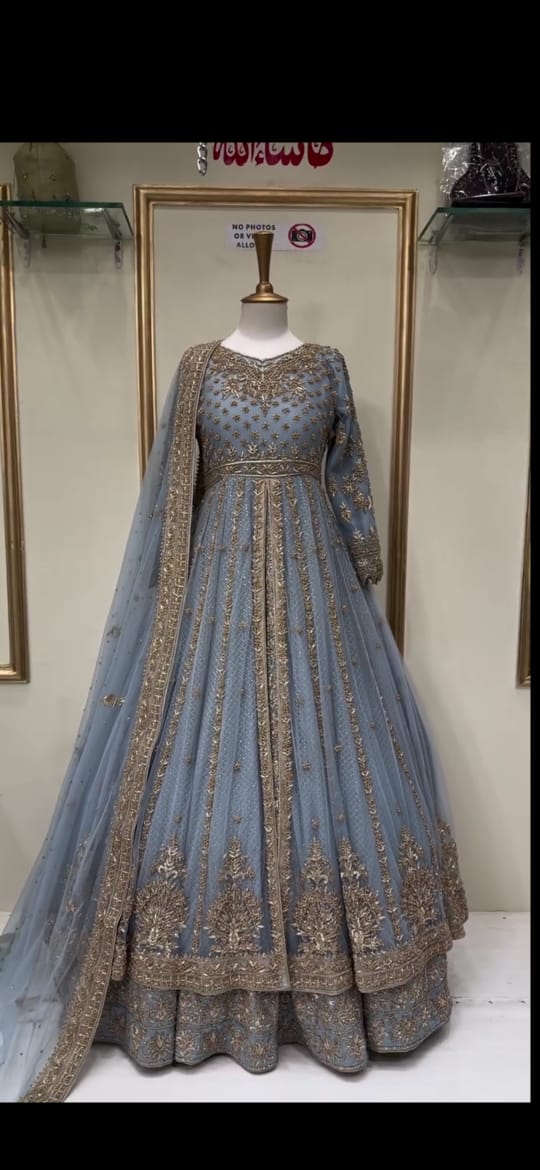 LIGHT BLUE HEAVY EMBROIDERED SUIT