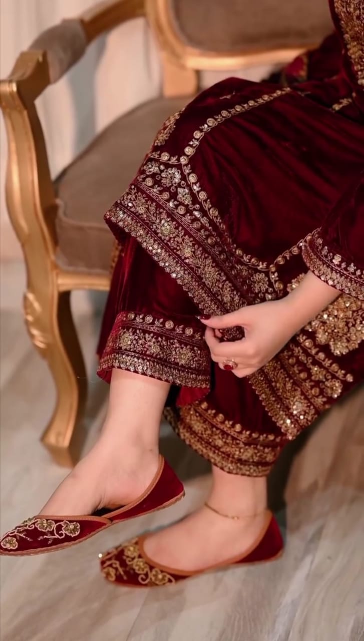 Luxury  Velvet Threadwork 3PC Ensemble