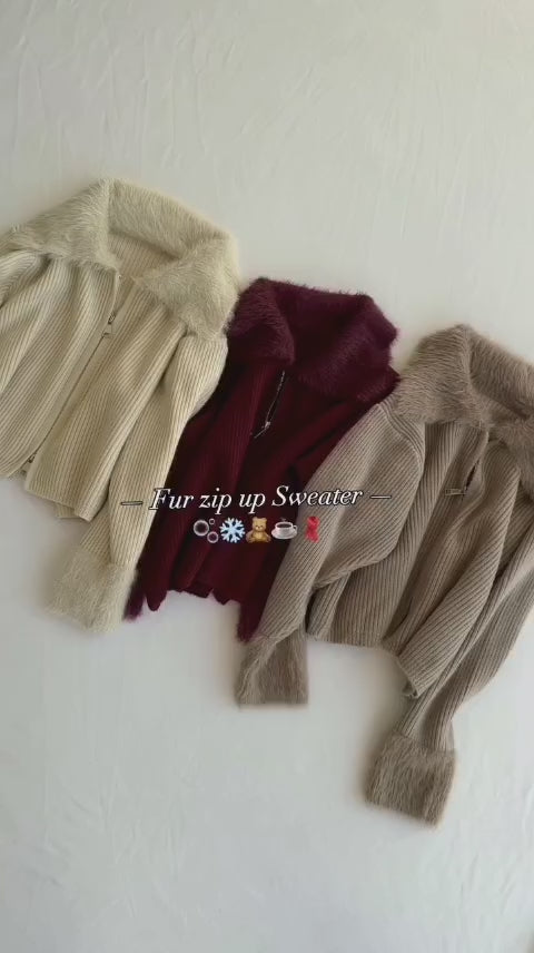 FUR ZIP SWEATERS