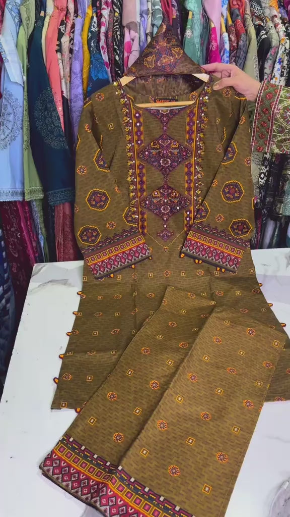Embroidered 3Pc Suit with Shafoon Dupatta